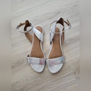 Silver Sandals with Ankle Strap